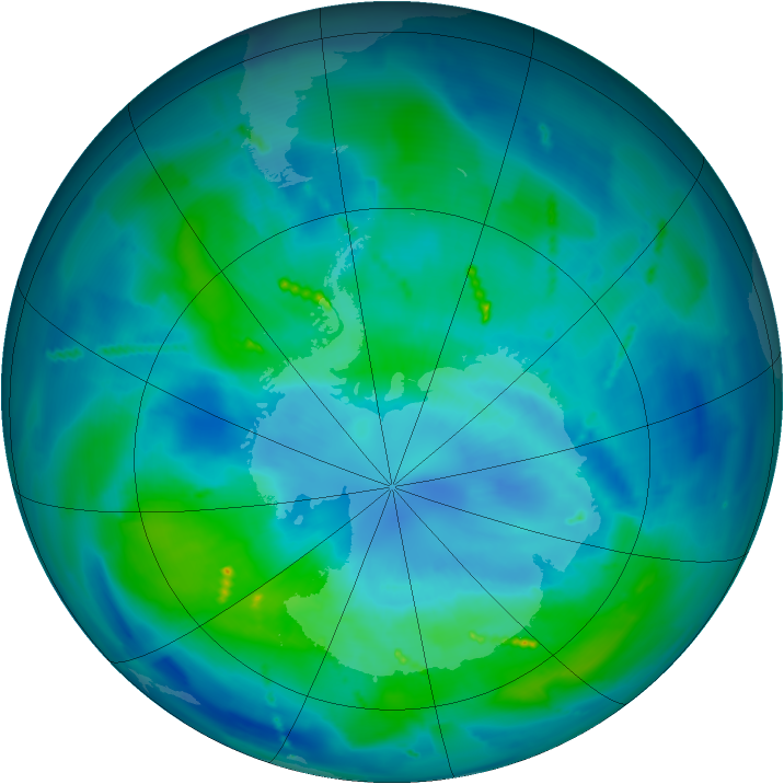 Antarctic ozone map for 24 March 2011